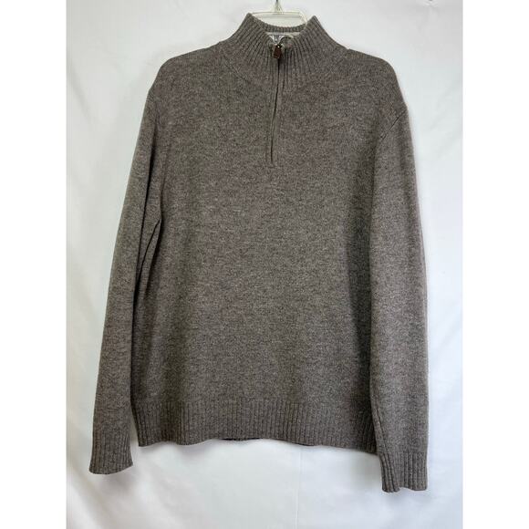 J. Crew Men's Size XL Tan 100% Lambs Wool 1/4 Zip Long Sleeve Pullover Sweater - Picture 1 of 7